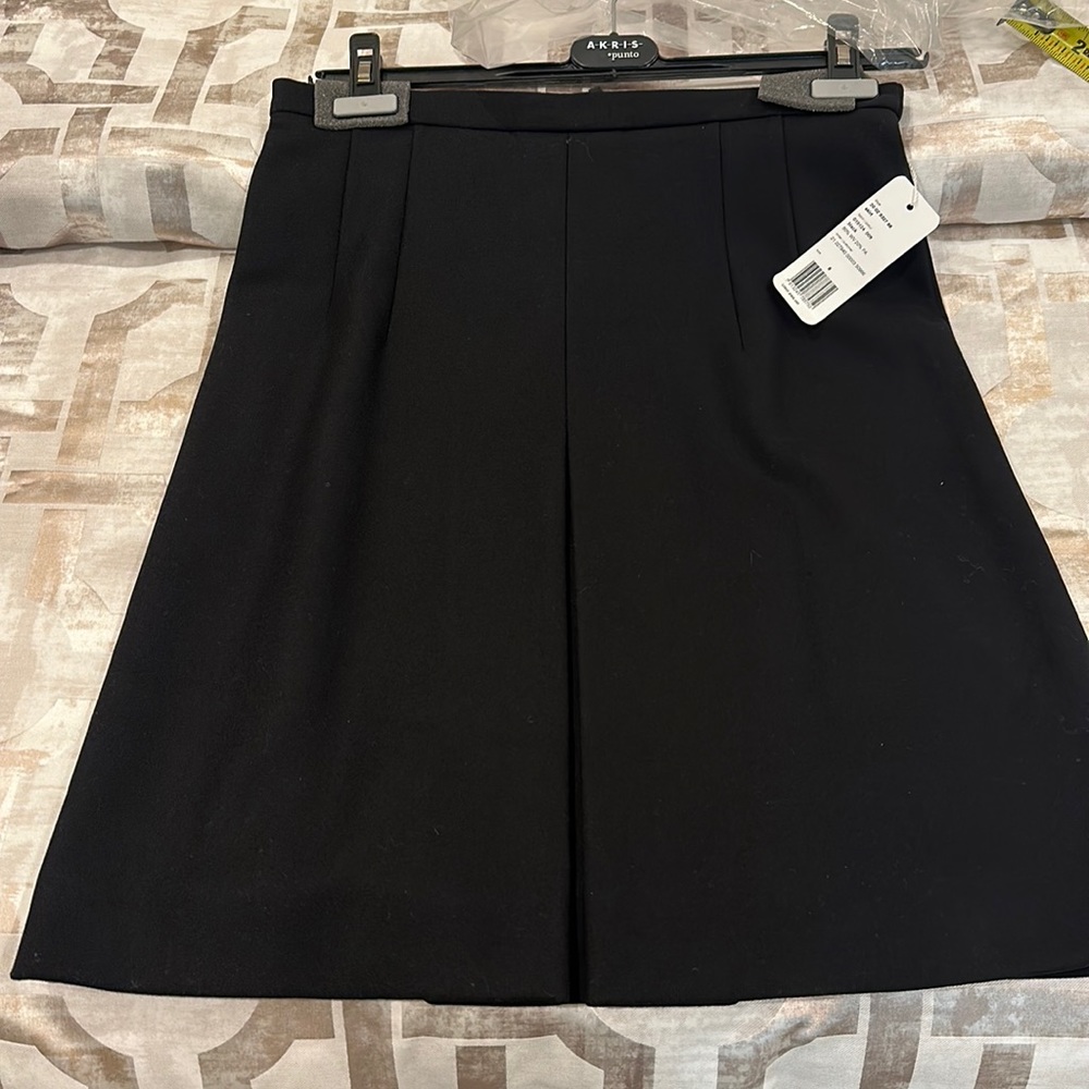 AKRIS Punto front pleat wool skirt